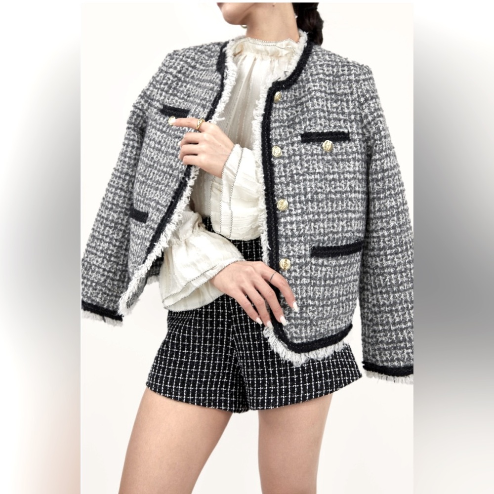 COPY - Wool Tweed fringed jacket